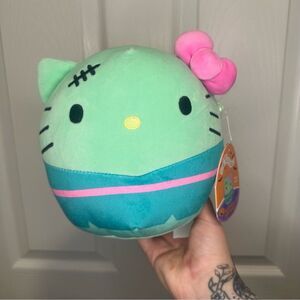 Hello Kitty Squishmallows FrankenKitty Green Pink Bow Plush 2025